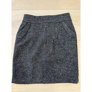 Cabi Women's Sz 10 A Line Skirt Navy Blue Tweed Wool Blend Pockets Lined Classic